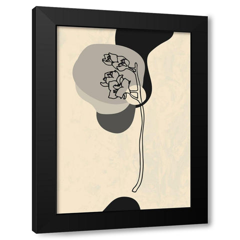 Abstract Flower 3 Black Modern Wood Framed Art Print by NKTN