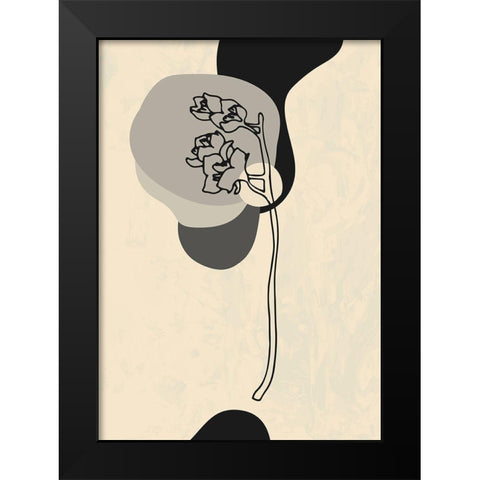 Abstract Flower 3 Black Modern Wood Framed Art Print by NKTN