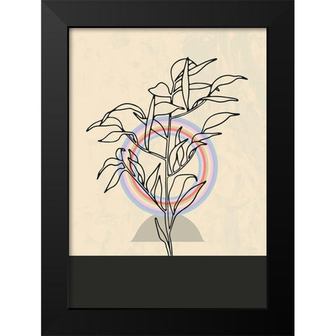 Abstract Flower 2 Black Modern Wood Framed Art Print by NKTN