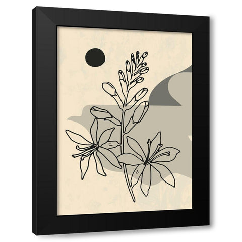 Abstract Flower 1 Black Modern Wood Framed Art Print by NKTN