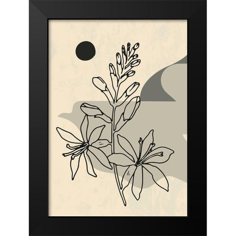 Abstract Flower 1 Black Modern Wood Framed Art Print by NKTN