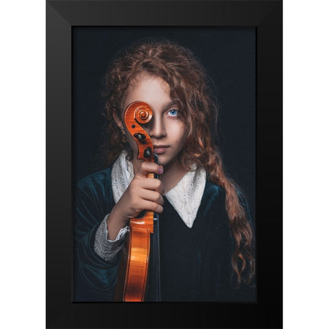 The Daughter A Violinist Black Modern Wood Framed Art Print by Avantgarde Awards