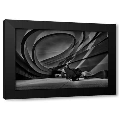 Dance In Circles Black Modern Wood Framed Art Print with Double Matting by Abu, Dekel