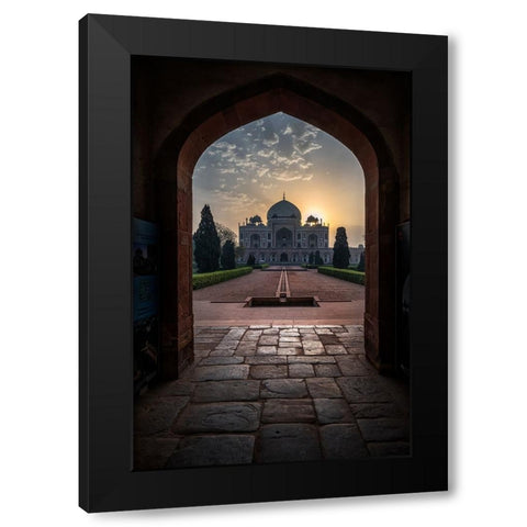 Humayun Tomb - Glowing Frame ! Black Modern Wood Framed Art Print by Palaniraman, Ramamurthi