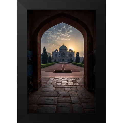 Humayun Tomb - Glowing Frame ! Black Modern Wood Framed Art Print by Palaniraman, Ramamurthi