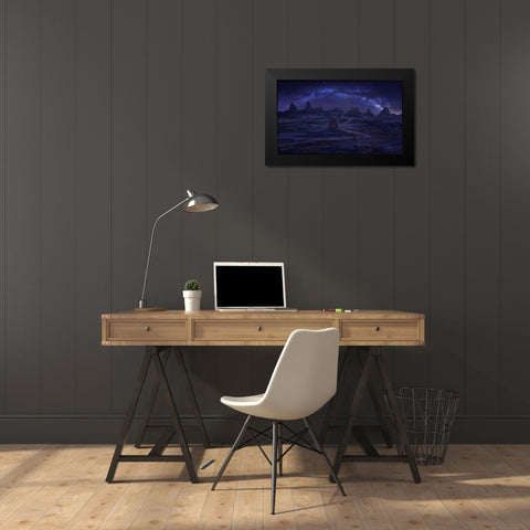 Milky Way Over The Magic Land Black Modern Wood Framed Art Print by Zhang, Anna
