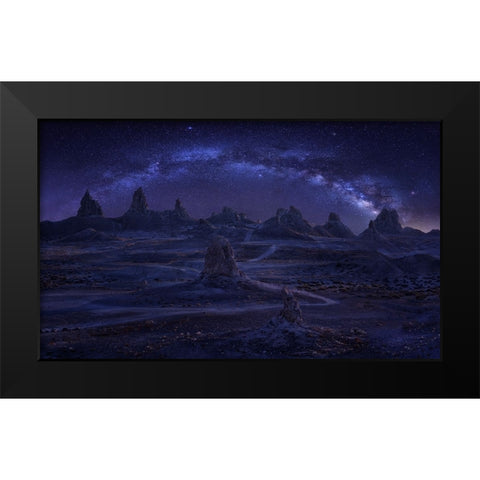 Milky Way Over The Magic Land Black Modern Wood Framed Art Print by Zhang, Anna