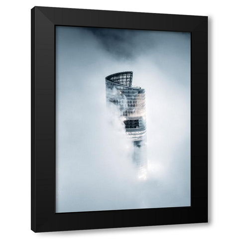 City On The Cloud Black Modern Wood Framed Art Print by Tien, Aron