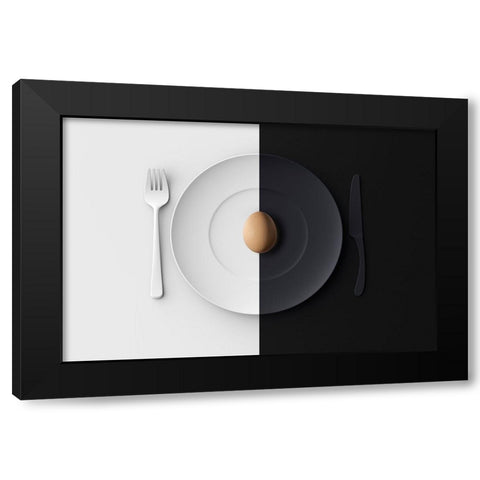 EGG Black Modern Wood Framed Art Print with Double Matting by Zhang, Yujie