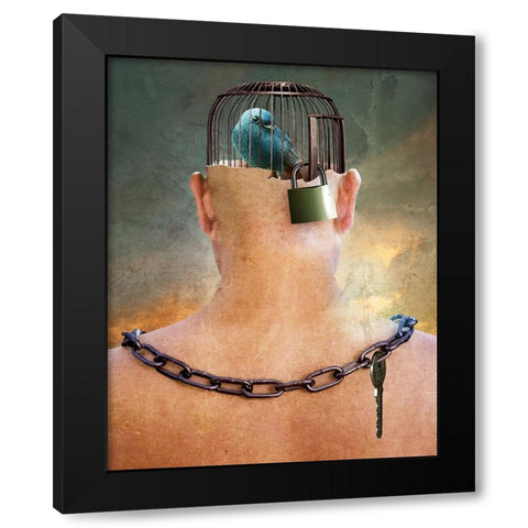 Can you open the imprisoned thought ? Black Modern Wood Framed Art Print by Xibiaohuang