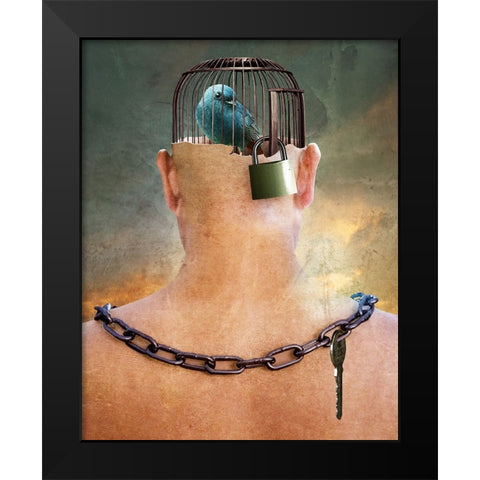 Can you open the imprisoned thought ? Black Modern Wood Framed Art Print by Xibiaohuang