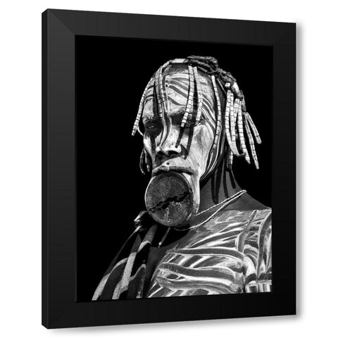 Mursi Woman Black Modern Wood Framed Art Print with Double Matting by Perovich, Irene