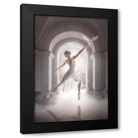 Birddance Black Modern Wood Framed Art Print with Double Matting by Egger, Marcel