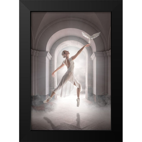 Birddance Black Modern Wood Framed Art Print by Egger, Marcel