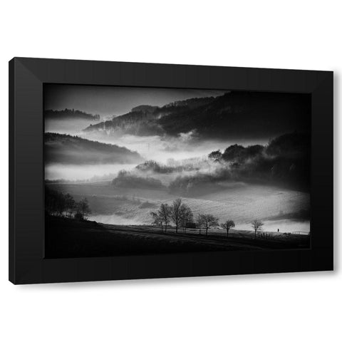Morning Walk Black Modern Wood Framed Art Print by Svoboda Mqep, Peter