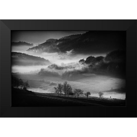 Morning Walk Black Modern Wood Framed Art Print by Svoboda Mqep, Peter