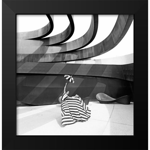 The Ambrella Black Modern Wood Framed Art Print by Waldmann, Shlomo