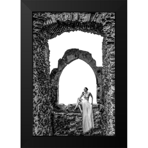 Thinking Black Modern Wood Framed Art Print by D. Pop, Ovi