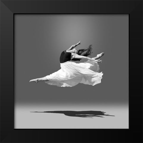 Jumping in air Black Modern Wood Framed Art Print by Wang, Bill