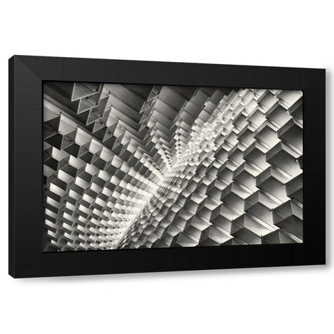 Abstract Blocks Black Modern Wood Framed Art Print by Huang, Richard