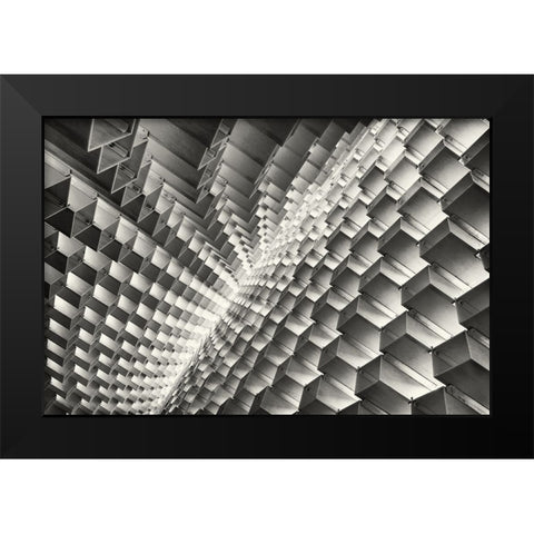 Abstract Blocks Black Modern Wood Framed Art Print by Huang, Richard