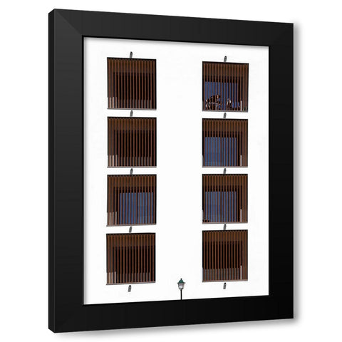 Between Bars. Black Modern Wood Framed Art Print by Arjona, Elena
