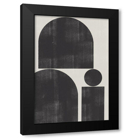 Shape Study No1. Black Modern Wood Framed Art Print with Double Matting by The Miuus Studio