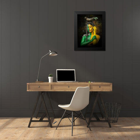 QUEEN OF BLACK MAGIC Black Modern Wood Framed Art Print by Bhattacharyya, Partha