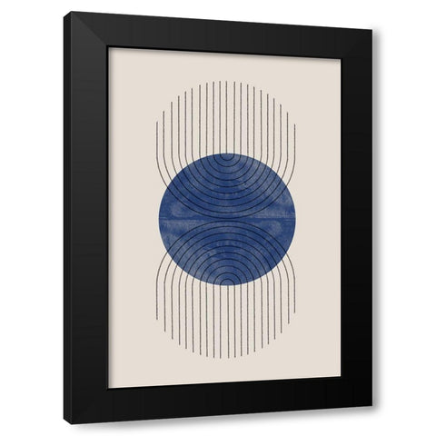 Perfect Point Blue Black Modern Wood Framed Art Print with Double Matting by The Miuus Studio