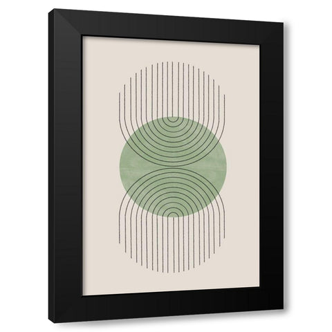 Perfect Point Green Black Modern Wood Framed Art Print by The Miuus Studio