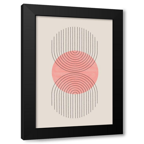Perfect Point Peach Black Modern Wood Framed Art Print with Double Matting by The Miuus Studio