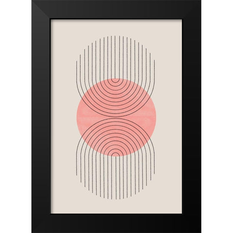 Perfect Point Peach Black Modern Wood Framed Art Print by The Miuus Studio