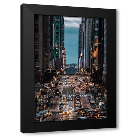 42th Street Black Modern Wood Framed Art Print by Wang, Gengchen