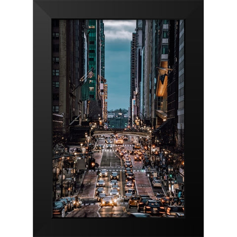 42th Street Black Modern Wood Framed Art Print by Wang, Gengchen