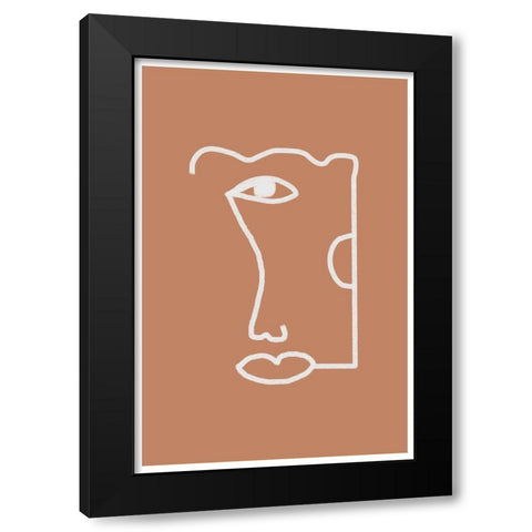 Abstract Head No2. Black Modern Wood Framed Art Print with Double Matting by The Miuus Studio