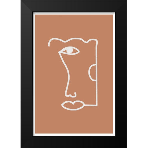 Abstract Head No2. Black Modern Wood Framed Art Print by The Miuus Studio