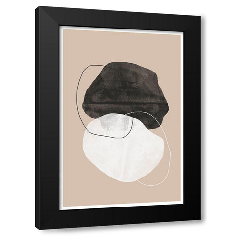 Cosmic abstract Black Modern Wood Framed Art Print with Double Matting by The Miuus Studio