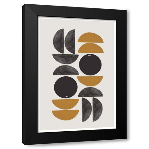 Retro Composition Black Modern Wood Framed Art Print by The Miuus Studio