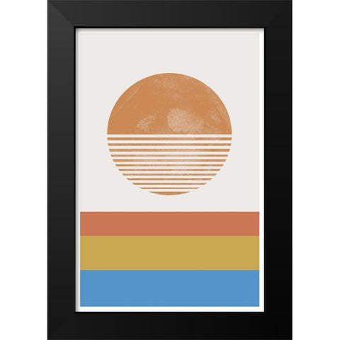 Retro Landscape Black Modern Wood Framed Art Print by The Miuus Studio