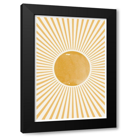 Boho Sun Black Modern Wood Framed Art Print with Double Matting by The Miuus Studio