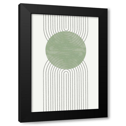 Green Moon No2. Black Modern Wood Framed Art Print with Double Matting by The Miuus Studio