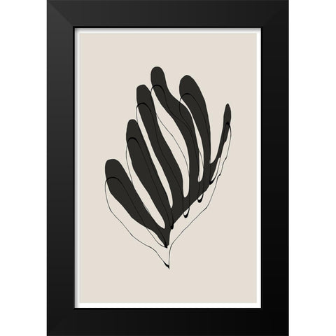 Modern Flower Black Modern Wood Framed Art Print by The Miuus Studio