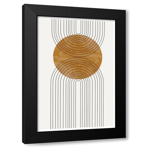 Abstract Flow Black Modern Wood Framed Art Print with Double Matting by The Miuus Studio