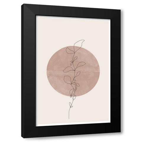 Line Flower Black Modern Wood Framed Art Print by The Miuus Studio