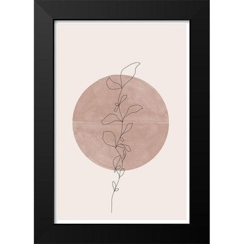 Line Flower Black Modern Wood Framed Art Print by The Miuus Studio