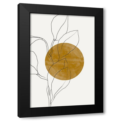 Plant and Sun Black Modern Wood Framed Art Print with Double Matting by The Miuus Studio