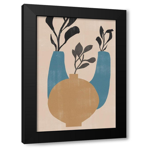Vases No7. Black Modern Wood Framed Art Print by The Miuus Studio