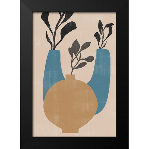 Vases No7. Black Modern Wood Framed Art Print by The Miuus Studio