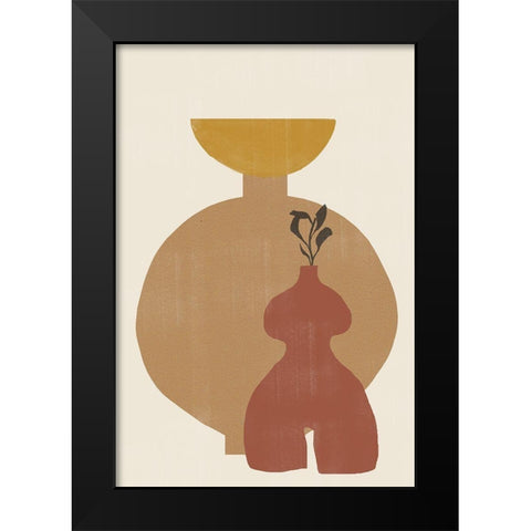 Vase No10. Black Modern Wood Framed Art Print by The Miuus Studio