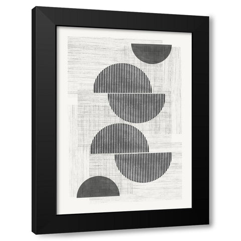 Retro Modern Black Modern Wood Framed Art Print by The Miuus Studio